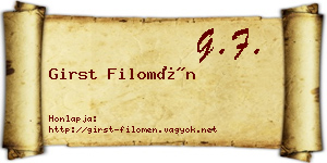 Girst Filomén névjegykártya